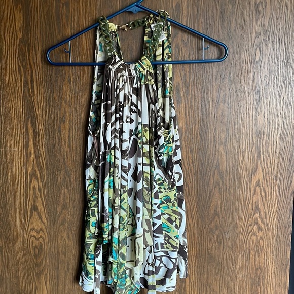 Cache Green and Brown Top with Chain Accent - Picture 1 of 3